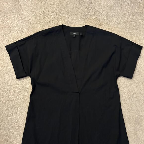 Theory Women´s Black Everyday V Shift Stretch Cotton Minimalist Dress Size P - Picture 5 of 10